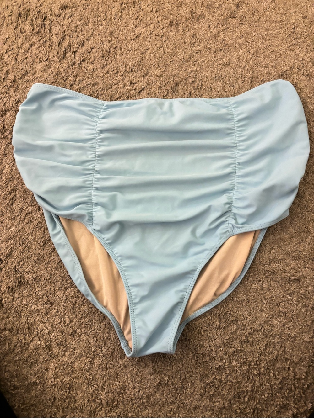 Kortni Jeane Pale Blue High-Rise Ruched Bikini Bottoms
